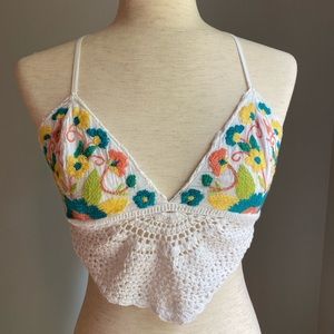 Free People Floral Crochet Crop Top